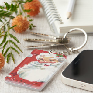 Porte-clés Père Noël de Noël vintage, joyeux et clin d'œil