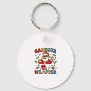 Porte-clés Père Noël de Noël Wrapper Gangsta Microphone Argen