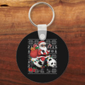Porte-clés Père Noël de style pull de Noël moche à cheval sur (Recto)