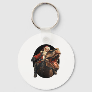 Porte-clés Père Noël drôle chevauchant un dinosaure, Art de N