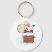 Porte-clés Père Noël drôle dans une cheminée (Recto)