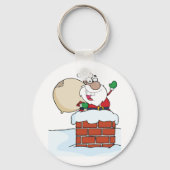 Porte-clés Père Noël drôle dans une cheminée (Verso)