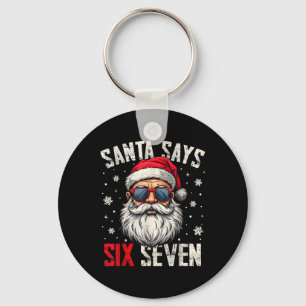 Porte-clés Père Noël drôle dit six sept Noël 67 Meme Xmas