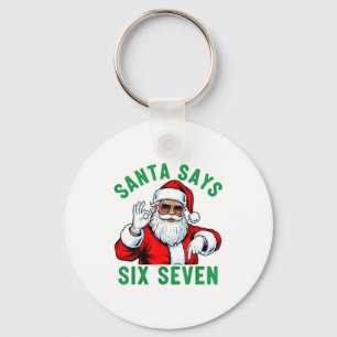 Porte-clés Père Noël drôle dit six sept Noël 67 Meme Xmas