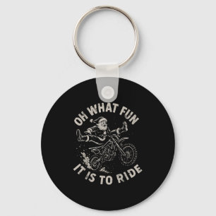 Porte-clés Père Noël en moto cross Noël Né pour dévaler