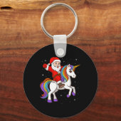 Porte-clés Père Noël équitation Unicorn Mystical Animal Xmas  (Recto)