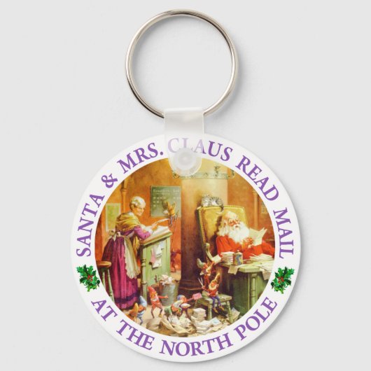Porte-clés Père Noël et Mme Claus au pôle Nord (Recto)