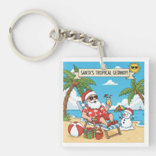Porte-clés Père Noël et Snowman à la plage