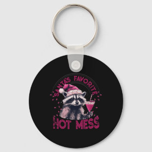 Porte-clés Père Noël Favori Hot Mess Noël Funny Raccoon