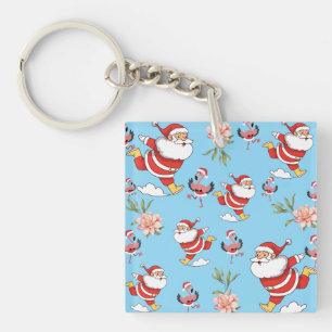 Porte-clés Père Noël Flamant Tropical Motif de Noël