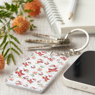 Porte-clés Père Noël Flamant Tropical Motif de Noël
