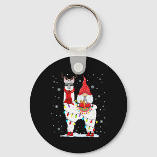 Porte-clés Père Noël Gnomes chevauchant Llama Renne Lumière d