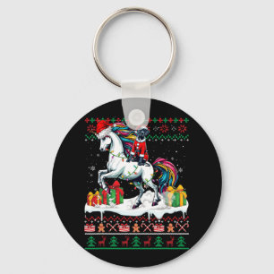 Porte-clés Père Noël Great Dane Riding Unicorn Sweer de Noël
