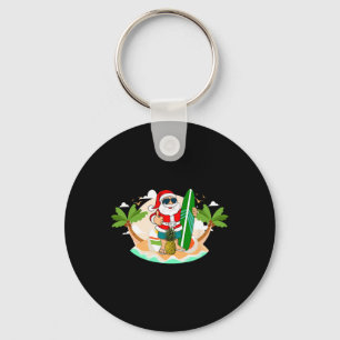 Porte-clés Père Noël Hawaïen de Surf ou Noël de plage de surf