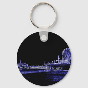 Porte-clés Père Noël Monica Pier Blue Neon Nuit Photo Modifie