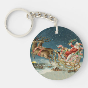 Porte-clés Père Noël Noël Traîneau Antique Renne