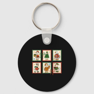 Porte-clés Père Noël Oie Silly Timbre de Noël Mignon Joyeux O