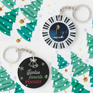 Porte-clés Père Noël Pianiste favori Photo Piano Key Noir