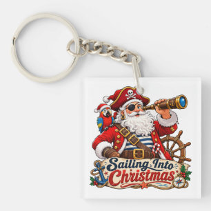 Porte-clés Père Noël Pirate Faisant Voile Vers Noël
