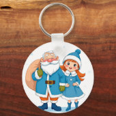 Porte-clés Père Noël souriant et jeune fille des neiges (Verso)