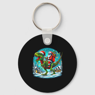 Porte-clés Père Noël squelette à cheval sur T Rex dinosaure N