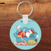 Porte-clés Père Noël sur le canapé en pyjama (Recto)