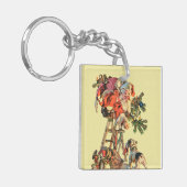 Porte-clés Père Noël vers le haut d'une échelle (Devant gauche)