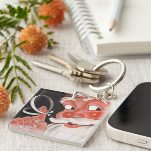 Porte-clés Père Noël vintage avec ficelle de rappel au doigt