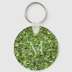 Porte-clés Péridot Birthstone Monogramme Nom personnalisé