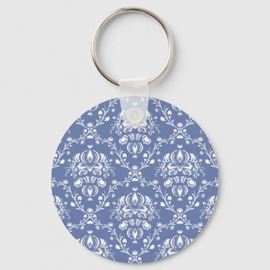 Porte-clés Périwinkle bleu et blanc Damas (Recto)