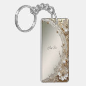 Porte-clés Perles Fleurs Blanches Modernes (Devant gauche)