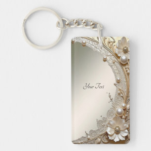 Porte-clés Perles Fleurs Blanches Modernes