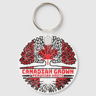 Porte-clés Pérou Drapeau canadien péruvien des racines d'arbr