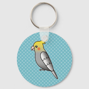 Porte-clés Perroquet Cacatoès Gris Dessin Animé