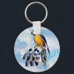 Porte-clés perroquet exotique teather invités cadeau<br><div class="desc">Bleu exotique-perroquet plumes de ton d'oiseau sur un doux arrière - plan de plumes blues</div>