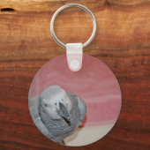 Porte-clés Perroquet gris rose et gris d'Afrique (Recto)