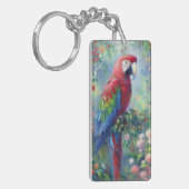 Porte-clés Perroquet Oiseau Jungle Floral Impressionnisme pei (Devant gauche)