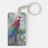Porte-clés Perroquet Oiseau Jungle Floral Impressionnisme pei (Dos)
