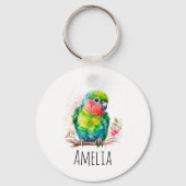 Porte-clés Perroquet vert - Bébé mignon oiseau (Recto)