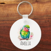 Porte-clés Perroquet vert - Bébé mignon oiseau (Recto)