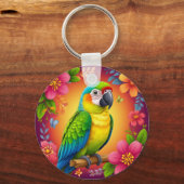 Porte-clés Perroquet vibrant perché sur une branche (Verso)