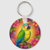 Porte-clés Perroquet vibrant perché sur une branche (Verso)