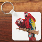 Porte-clés Perroquets de perroquets de macaw rouge Aquarelle  (Recto)