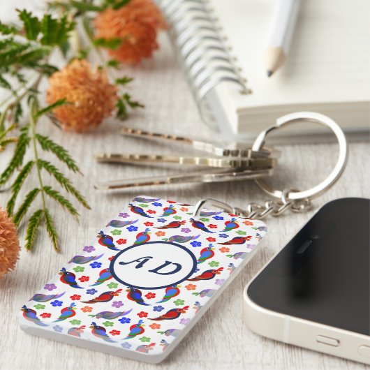 Porte-clés Perroquets et fleurs (Devant droit)
