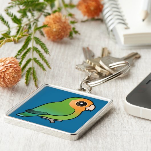 Porte-clés perruche Pêche-faite face Orange-faite face (Côté)