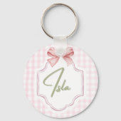 Porte-clés Personalisé Isla Baby Girl Nursery Bow&En vichy (Recto)
