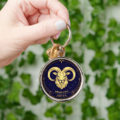 Porte-clés Personalised Aries Zodiac Keychain with Birth Date (Main)