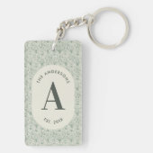 Porte-clés Personalised Family Name Monogram Sage Green Deco (Dos)