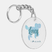 Porte-clés Personalize Pastel Blue Poodle Silhouette custom (Devant gauche)