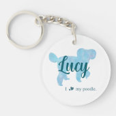 Porte-clés Personalize Pastel Blue Poodle Silhouette custom (Devant)